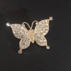 Rhine stone gold blingy butterfly brooch​